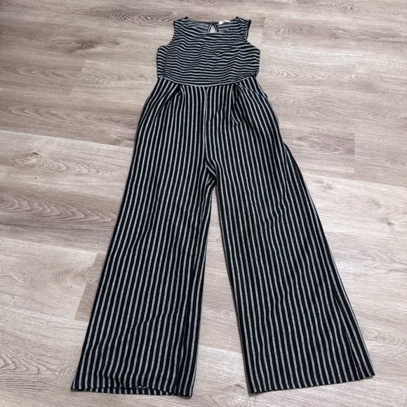 Eyeshadow Black White Stripe Jumpsuit One Piece Small - Picture 2 of 5